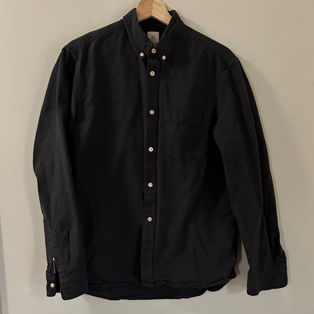 H&M Charcoal Casual Button-Down Shirt